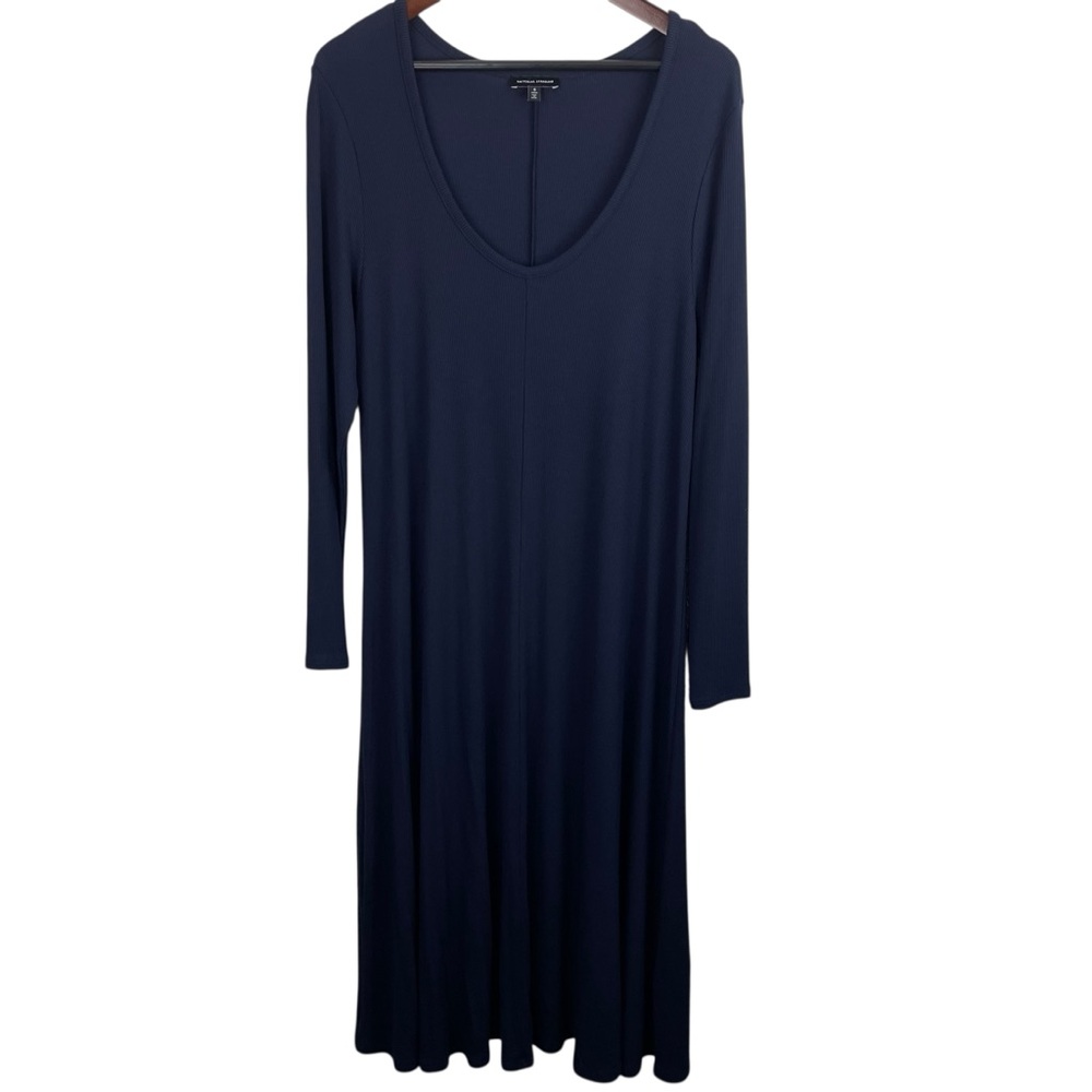Universal Standard | Navy Blue Ribbed Long Sleeve Maxi Dress